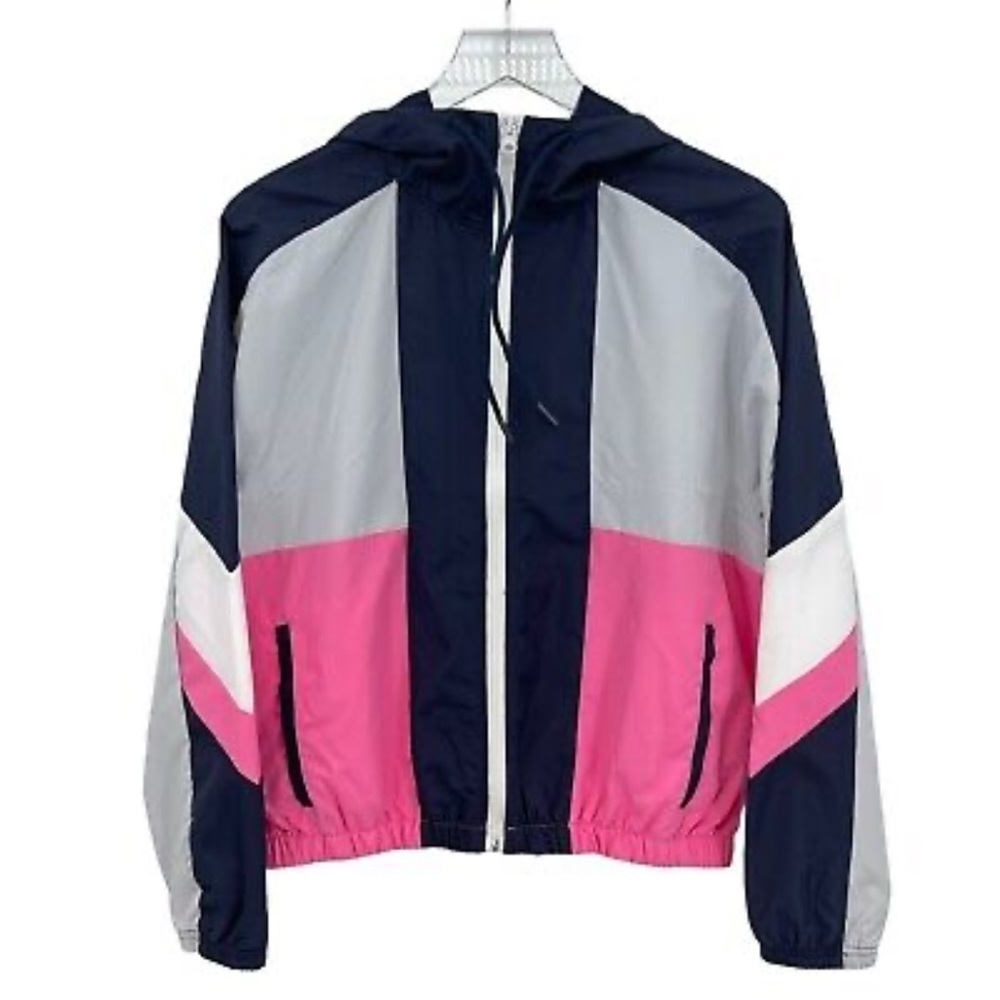 Betsey Johnson navy gray white pink performance jacket size small